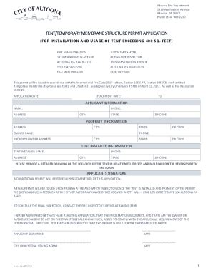 Fillable Online Tent Or Temporary Membrane Structure Permit Application