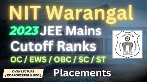 NIT Warangal JEE Mains 2023 Cut Off Ranks Jeemain2024