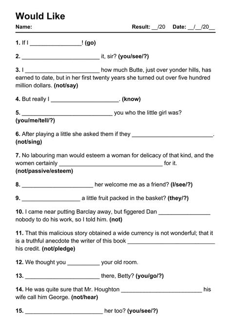 Would Like Pdf Worksheets With Answers Exercises Grammarism