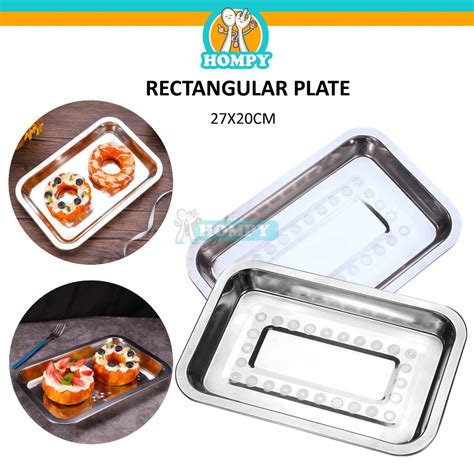 Food Serving Tray Platter Stainless Steel Dish Rectangle Plate Baking