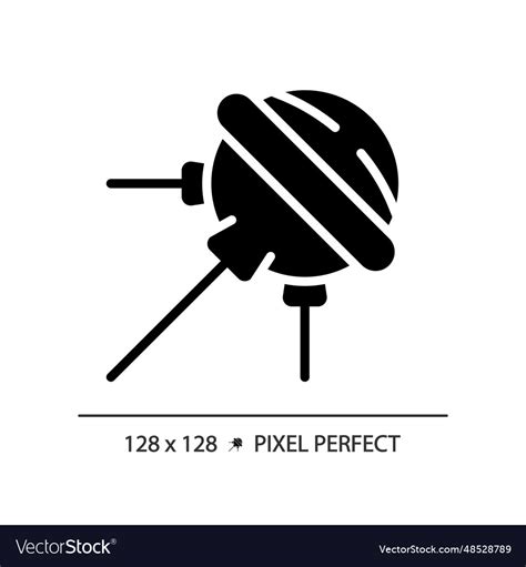 Sputnik Pixel Perfect Black Glyph Icon Royalty Free Vector