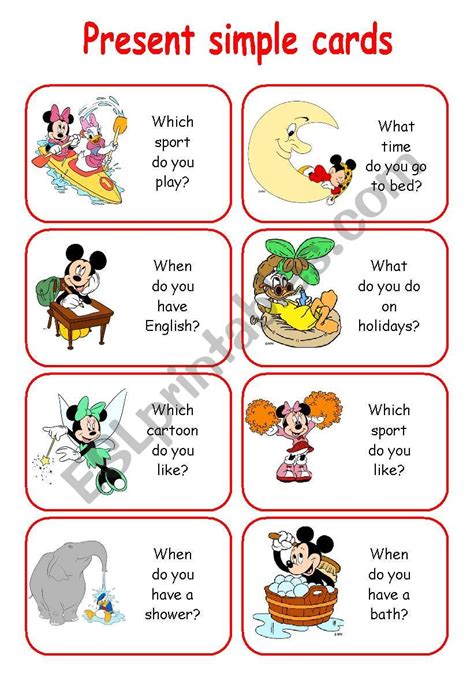 Present Simple Cards 12 Esl Worksheet By Silviapatti