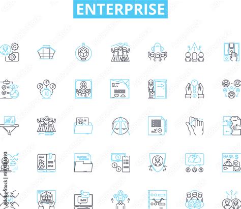 Enterprise Linear Icons Set Innovation Profitability Growth