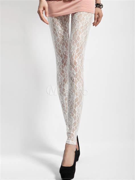 Sweet White Lace Women S Leggings