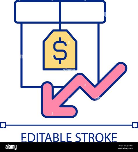 Reducción del coste del icono de color RGB del producto Imagen Vector