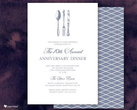 Anniversary Dinner Invitation Business Dinner Invite | Etsy