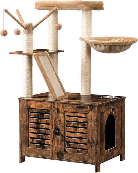 Hoobro Cat Tree Cat Tower Litter Box Enclosure With