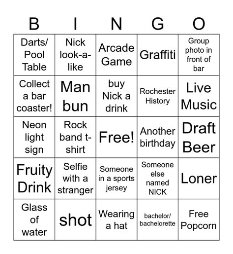 Happy 40th birthday Nick Bingo Card