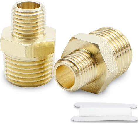 Bwintech 2 Pcs 3 8 To 1 8 Male NPT External Thread Brass Hex Nipple