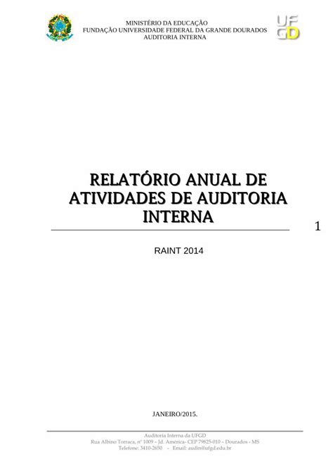 Pdf RelatÓrio Anual De Atividades De Auditoria Interna 1filesufgd