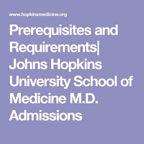 Prerequisites And Requirements Johns Hopkins University School Of