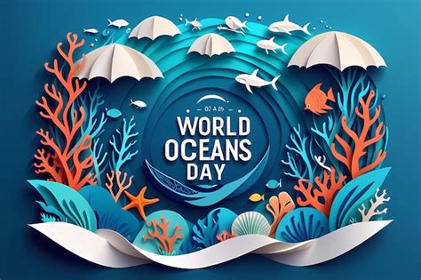 Premium Photo World Oceans Day Concept In Paper Style