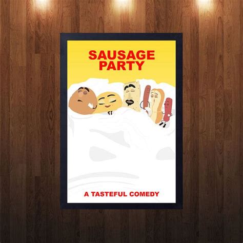 Sausage Party Movie Poster, Sausage Party Minimalist Movie Poster, Seth Rogen, Kanye Bed Poster ...