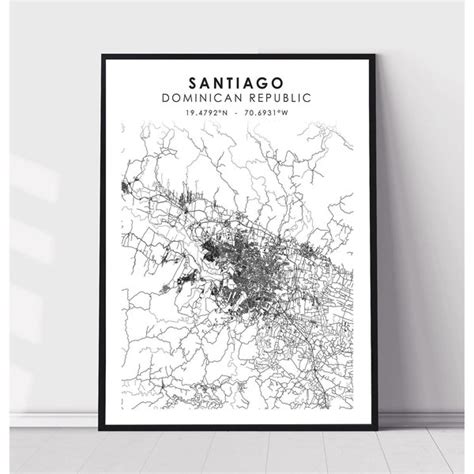 Dominican Republic Map Santiago - Etsy