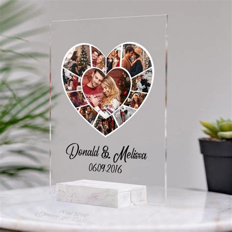 Personalized Heart Acrylic Plaque Custom Photo For Couple Love Photo