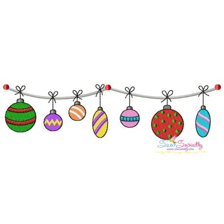 Christmas Border Ornaments Embroidery Design Pattern