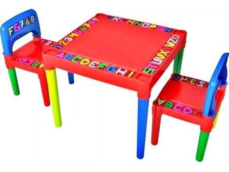 Mesa Infantil Pl Stico Mesinha Educativa Did Tica Cadeiras Vermelha