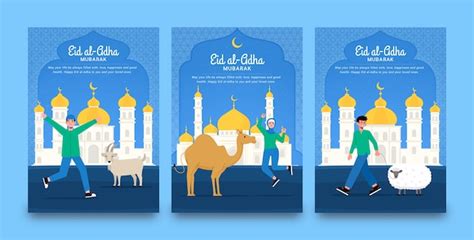 Collection De Cartes Plates Eid Al Adha Mubarak Vecteur Gratuite