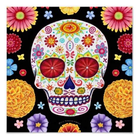 Sugar Skull Art Poster Print Sugar Skull Decor Sugar Skull Art Sugar