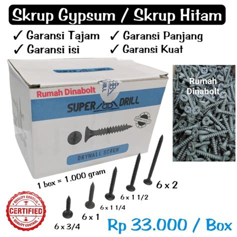 Jual Skrup Sekrup Gypsum Hitam Per Dus Per Kg Berat Terjamin