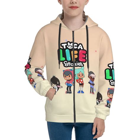 Toca Boca Life Teenager Hoodies Shirt Zipper Sweatshirts Hooded Hoody