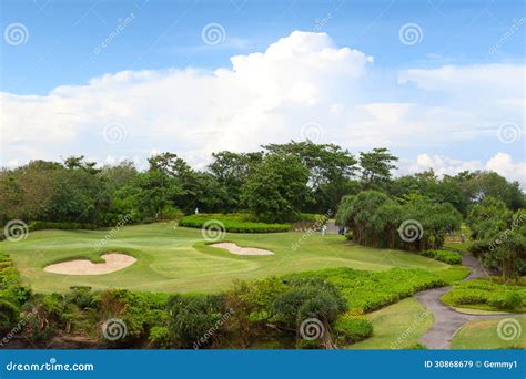 Large Golf Field For Training And Blue Sky Stock Image Image Of