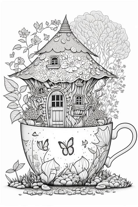 Pin Su Fairy Houses Coloring Pages