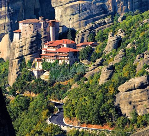 Roussanou Monastery And Meteora Rocks In Greece Stock Image Image Of