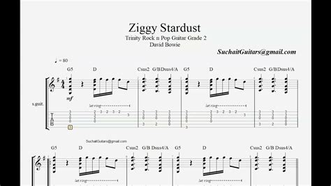 Ziggy Stardust Guitar Only Track Trinity Rock N Pop Grade 2 Guitar