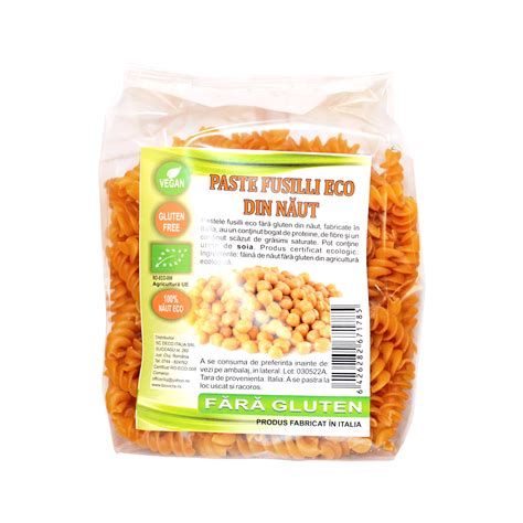 Paste Fusilli Fara Gluten Din Naut BIO 250 G Biovicta