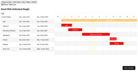 React Gantt Example Forked Codesandbox