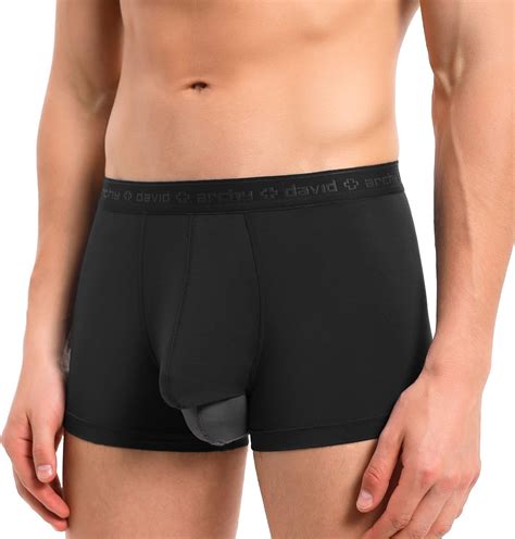 David Archy Mens Dual Pouch Underwear Micro Modal Trunks Separate Pouches With Fly 4 Pack