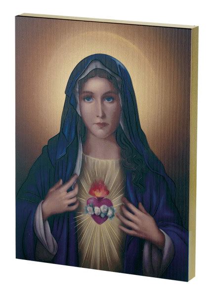 Immaculate Heart Of Mary Embossed Wood Plaque