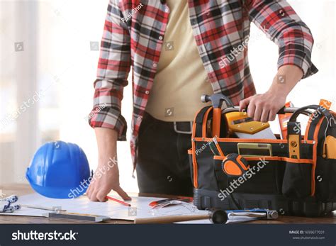 Male Builder Tools Bag House Plan Stock Photo 1699677031 | Shutterstock