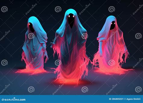 White Halloween Horror Ghost Dark Fear Night Spooky Costume Neon Stock Illustration