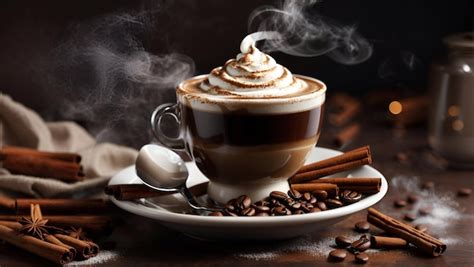 Premium Ai Image A Steaming Cup Of Freshly Brewed Coffee With A Swirl