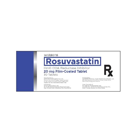 Watsons Generics Rosuvastatin 20mg 1 Film Coated Tablet Sold Per