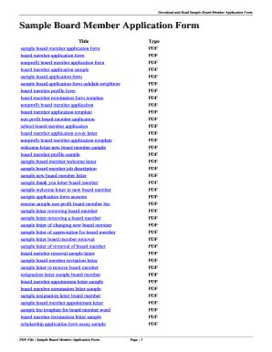 Fillable Online Sample Board Member Application Form Sample Board