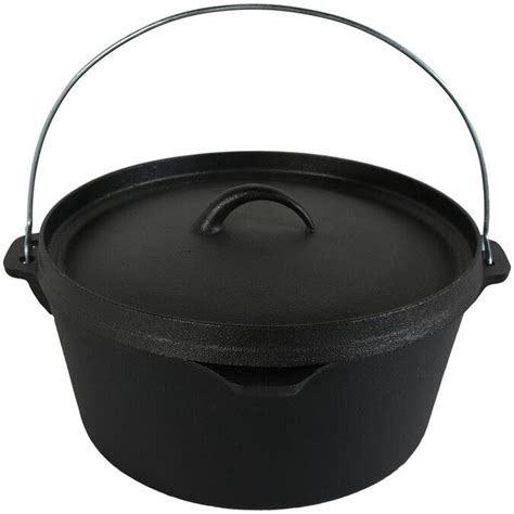 Sunnydaze Decor Large Pre Seasoned Cast Iron Deep Black Dutch Oven Pot With Lid And Handle 8