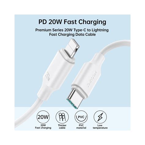 Joyroom 1m 20w Usb C To Lightning Charging Data Cable White