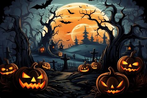 Premium AI Image | halloween helloween background scenery scene castle bats pumpkin october ...