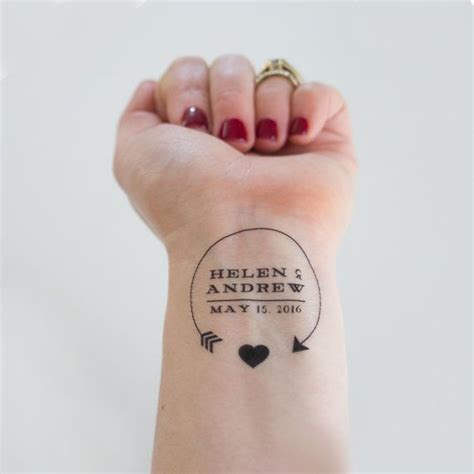 Wedding Temporary Tattoos Arrow Heart Custom Tattoo Personalized