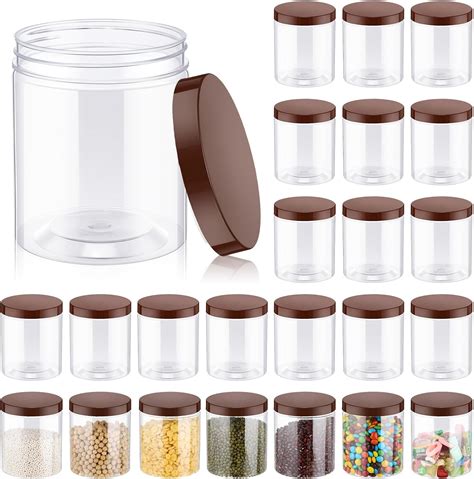 Amazon Irenare 24 Pcs 16 Oz Clear Plastic Jars With Ribbed Lids