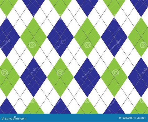 Bright Green White And Dark Blue Argyle Background Stock Vector