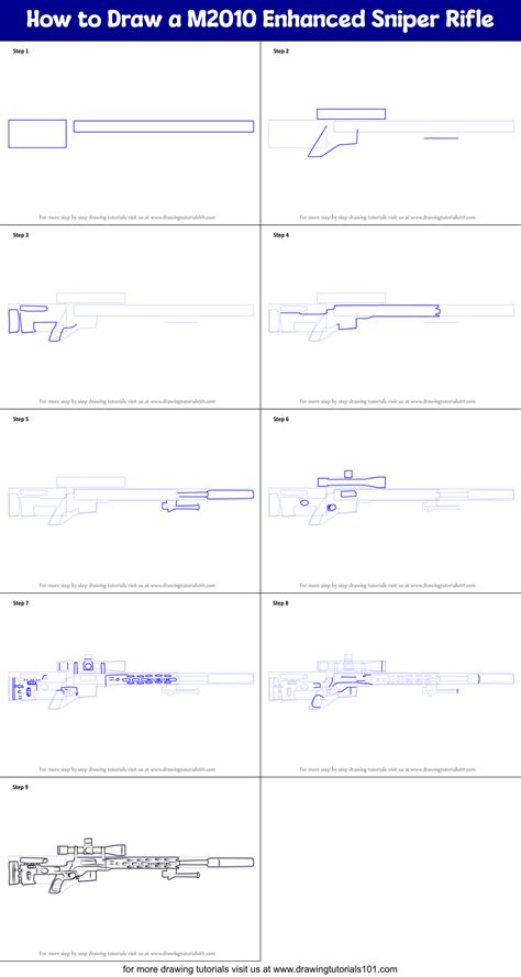 How To Draw A M Enhanced Sniper Rifle Rifles Step By Step