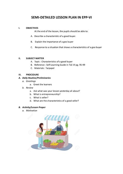 4AS IN TLE Semi Detailed Lesson Plan In TLE VI SEMI DETAILED