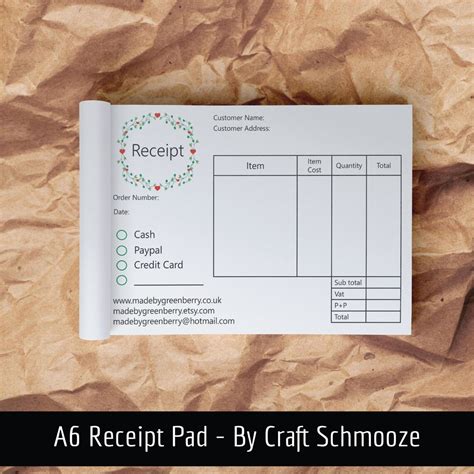 Receipt Pad Receipt Book A6 Pad Business Stationery Cash Etsy