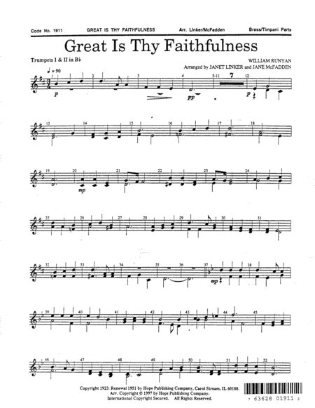 Great Is Thy Faithfulness By William Runyan Set Of Parts Digital Sheet Music Sheet Music Plus