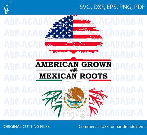 American Grown Mexican Roots Svg American Flag Svg Mexican Etsy