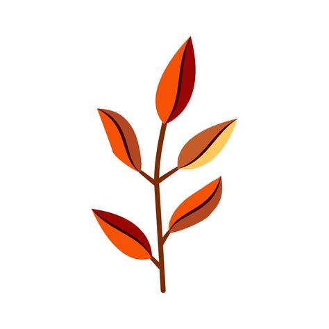 Autumn Sprig With Brown Red And Yellow Leaves Simple Illustration